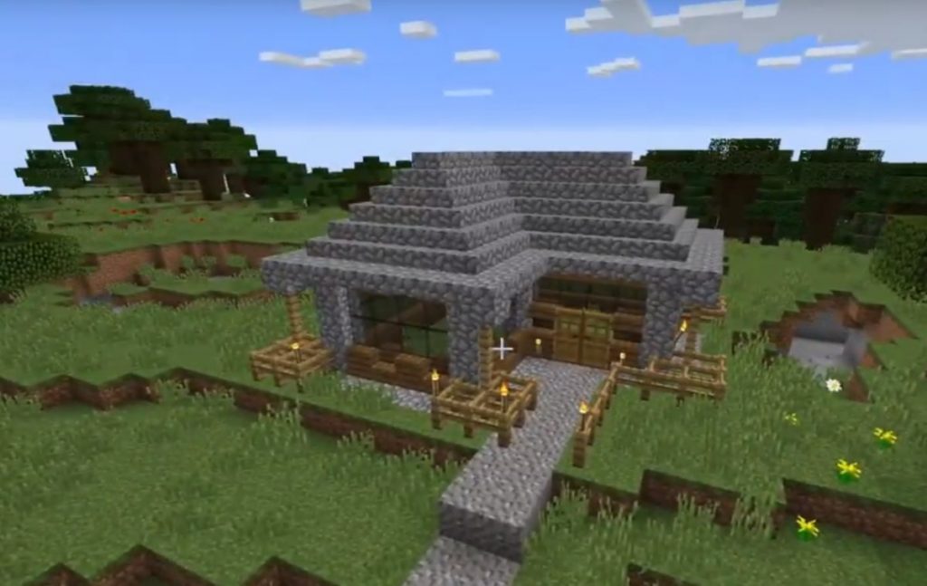 simple cobblestone survival house in minecraft
