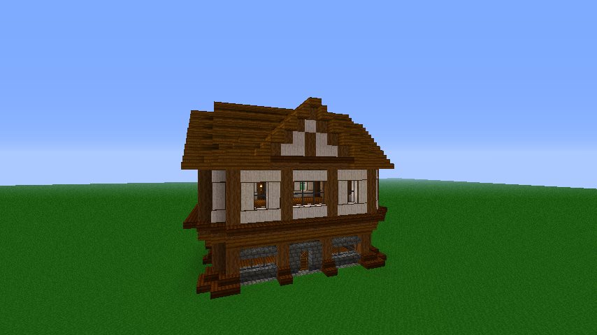 simple medieval house with steps to make