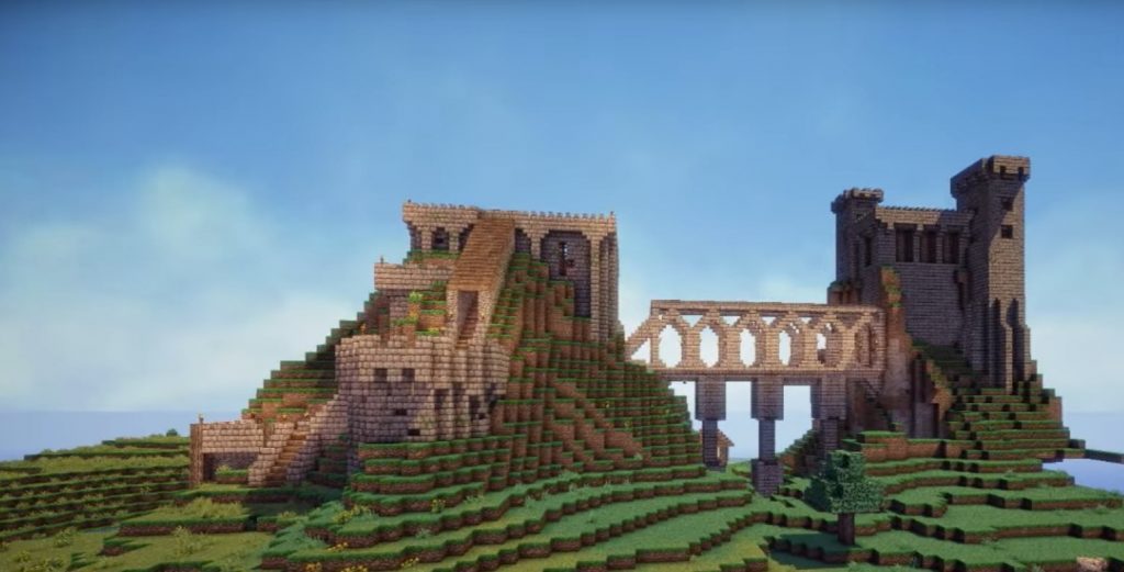fortress mountain house in minecraft